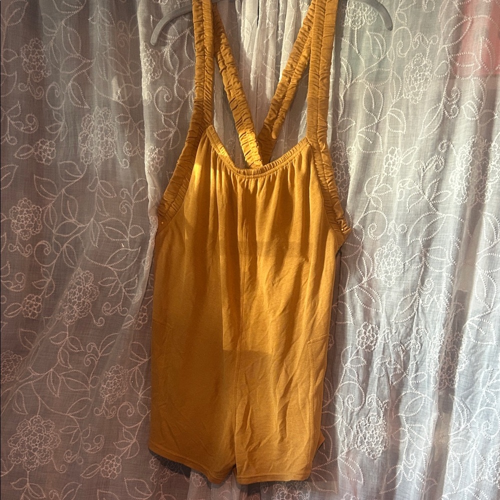 Free People Movement Heart Center Mustard Yellow Sleeveless Romper - Picture 3 of 7